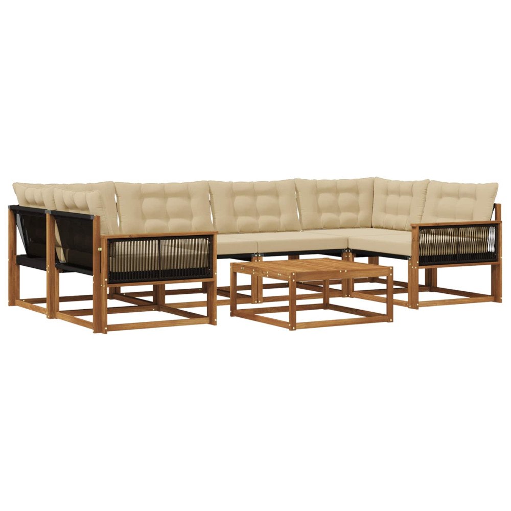 vidaXL Utomhussoffset 7 st Naturlig och Beige
