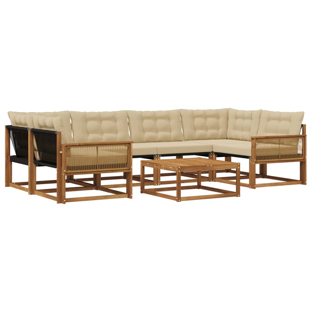 vidaXL Utomhussoffset 7 st Naturlig och Beige