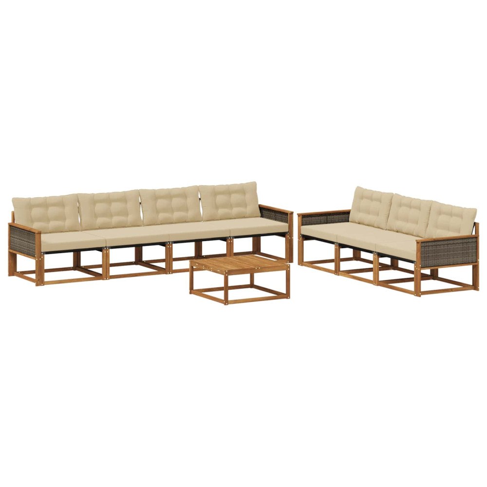 vidaXL Utomhussoffset 8 st Naturlig och Beige