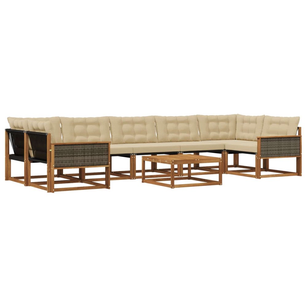 vidaXL Utomhussoffset 8 st Naturlig och Beige