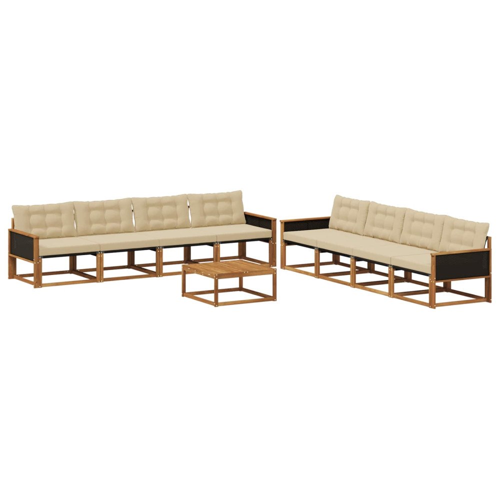 vidaXL Utomhussoffset 9 st Naturlig och Beige