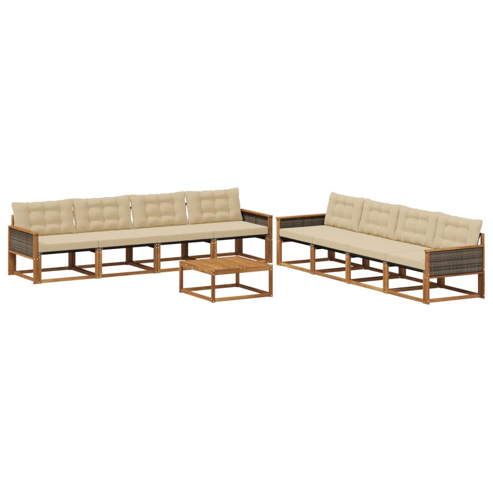 vidaXL Utomhussoffset 9 st Naturlig och Beige