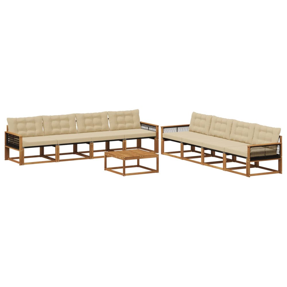 vidaXL Utomhussoffset 9 st Naturlig och Beige