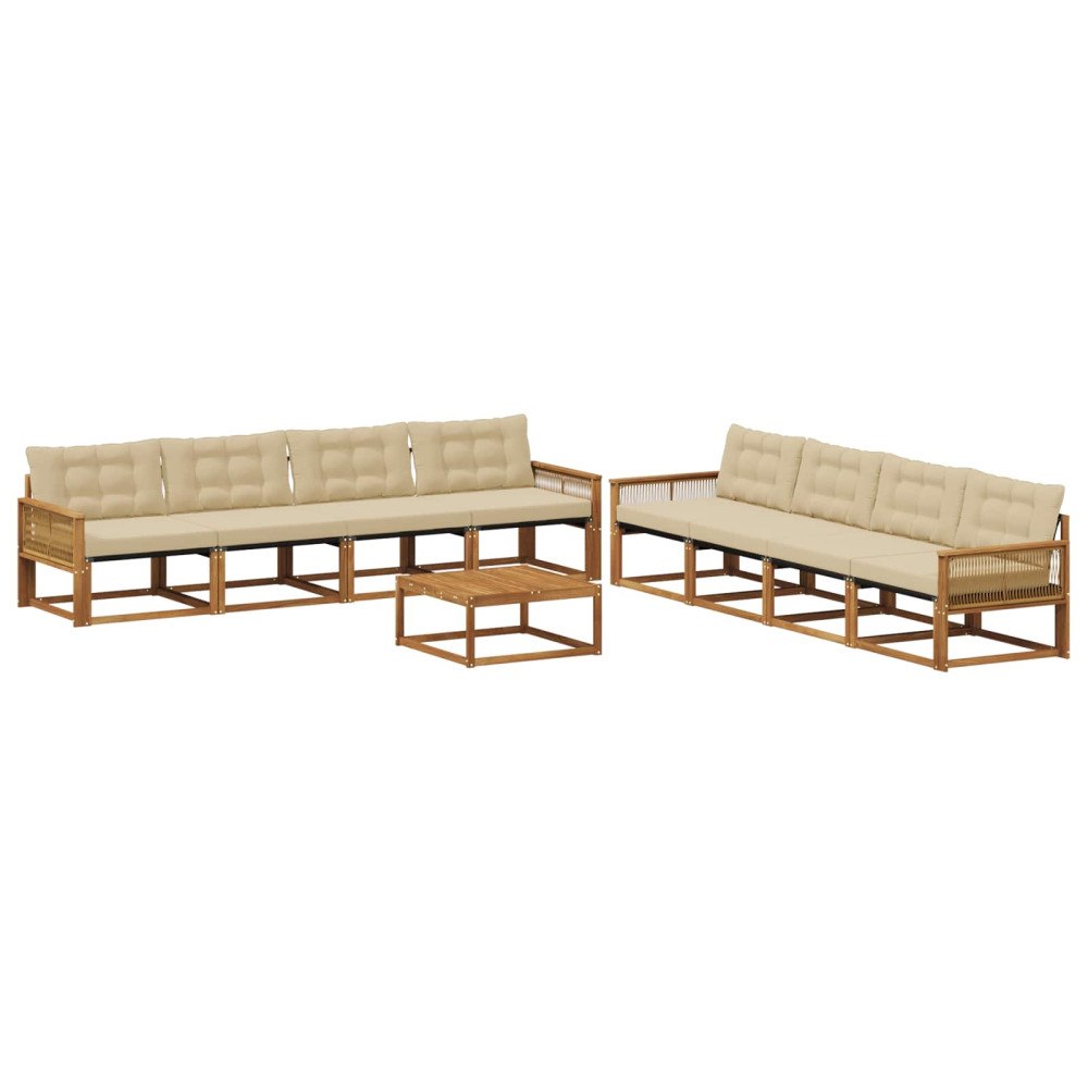 vidaXL Utomhussoffset 9 st Naturlig och Beige