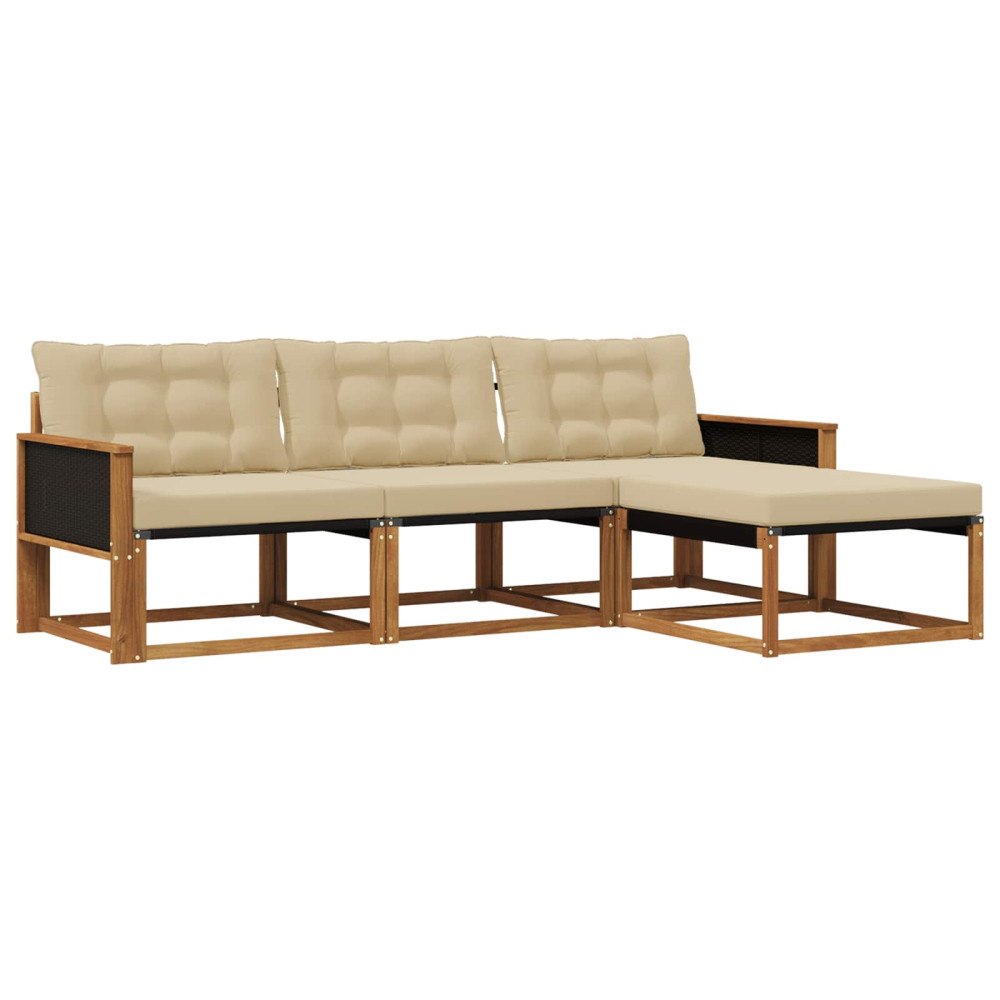 vidaXL Utomhussoffset 4 st Naturlig och Beige