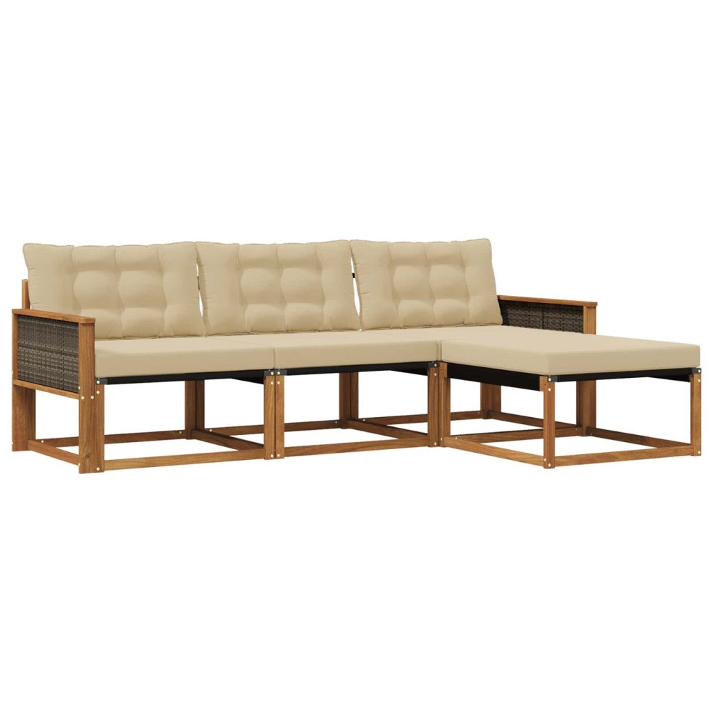 vidaXL Utomhussoffset 4 st Naturlig och Beige