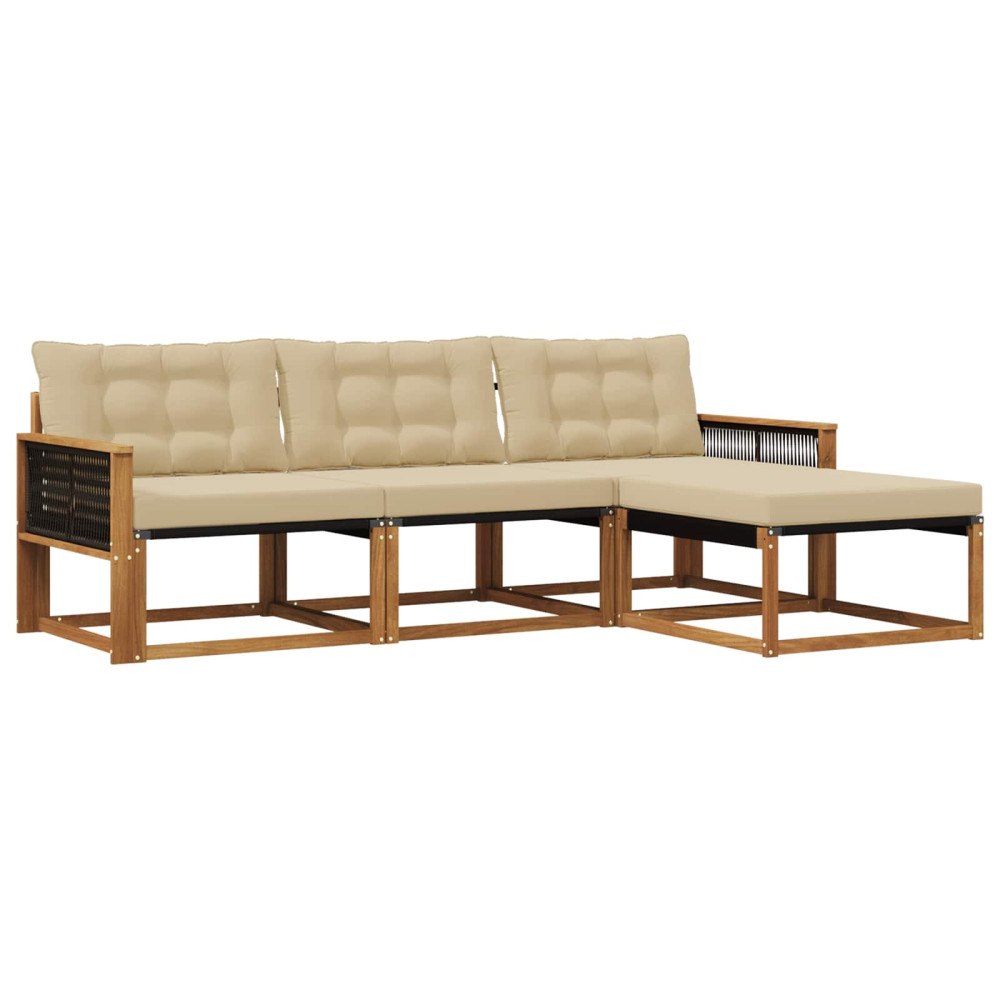 vidaXL Utomhussoffset 4 st Naturlig och Beige