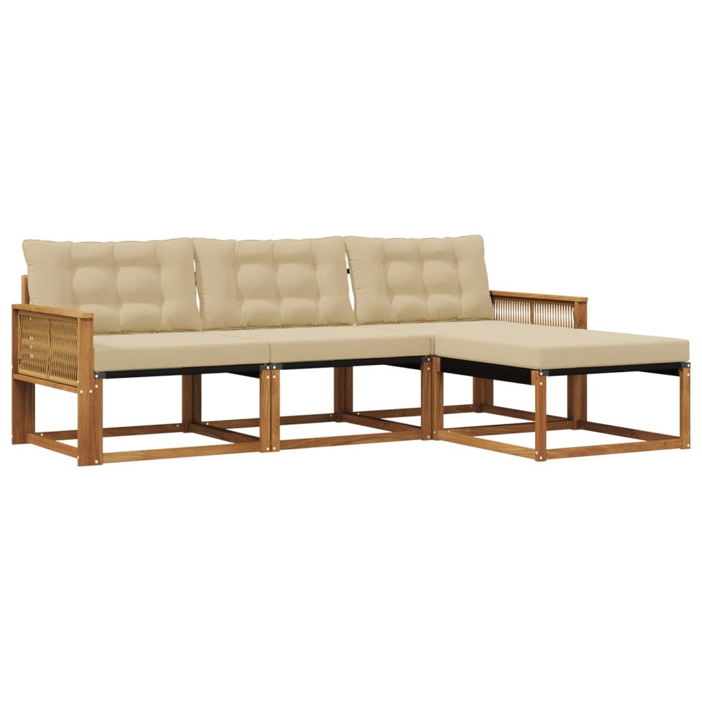 vidaXL Utomhussoffset 4 st Naturlig och Beige