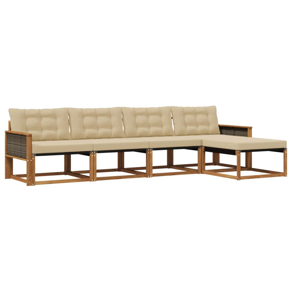 vidaXL Utomhussoffset 5 st Naturlig och Beige