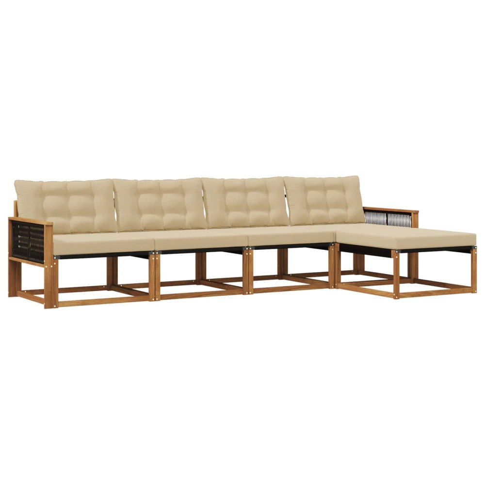 vidaXL Utomhussoffset 5 st Naturlig och Beige