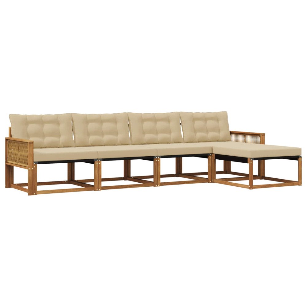 vidaXL Utomhussoffset 5 st Naturlig och Beige