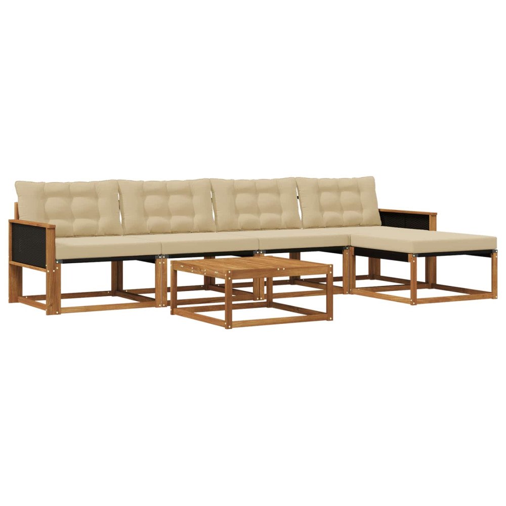 vidaXL Utomhussoffset 6 st Naturlig och Beige