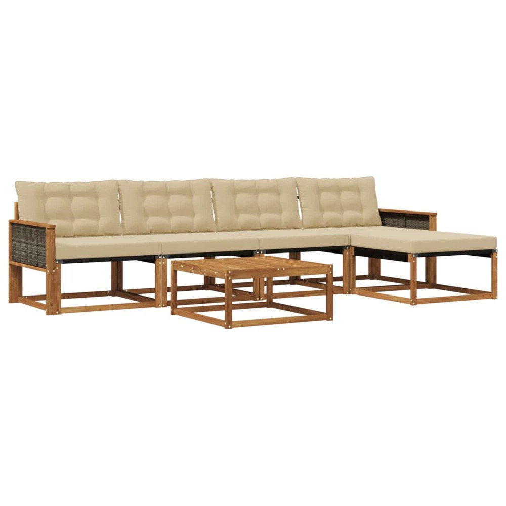vidaXL Utomhussoffset 6 st Naturlig och Beige