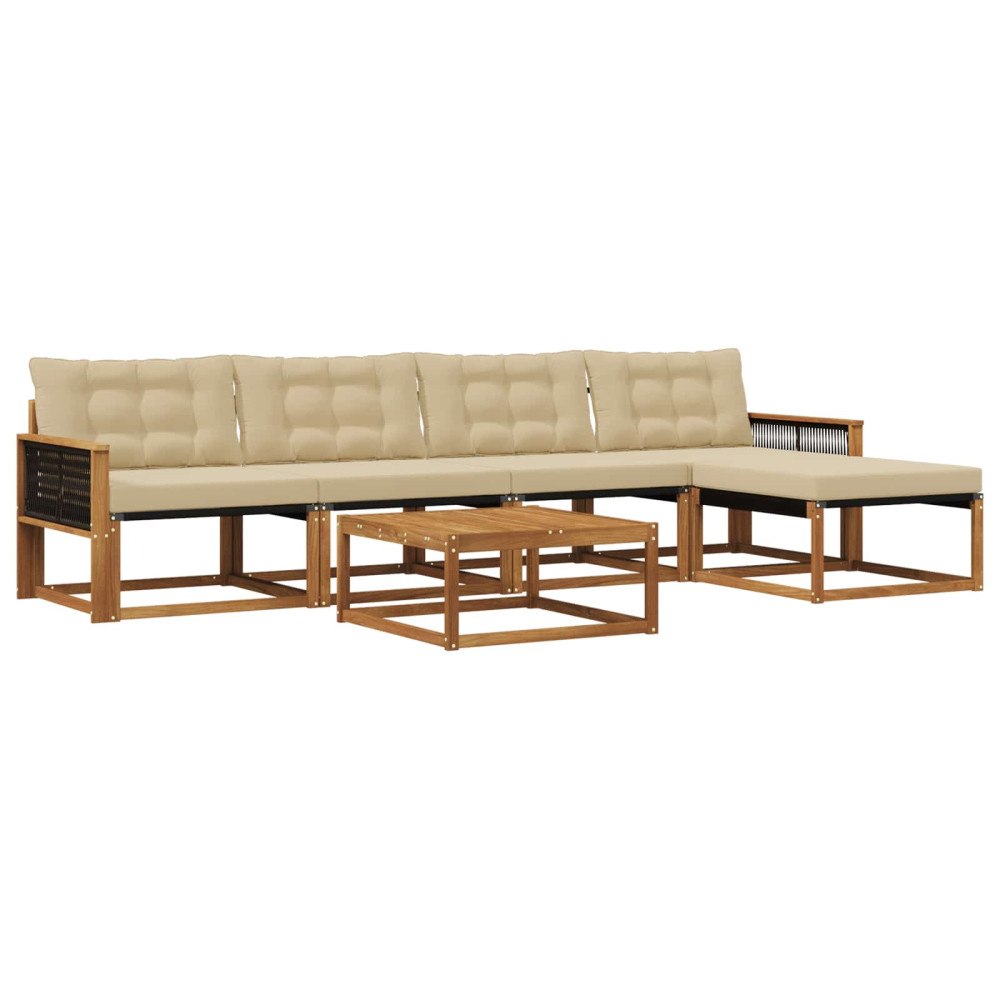 vidaXL Utomhussoffset 6 st Naturlig och Beige