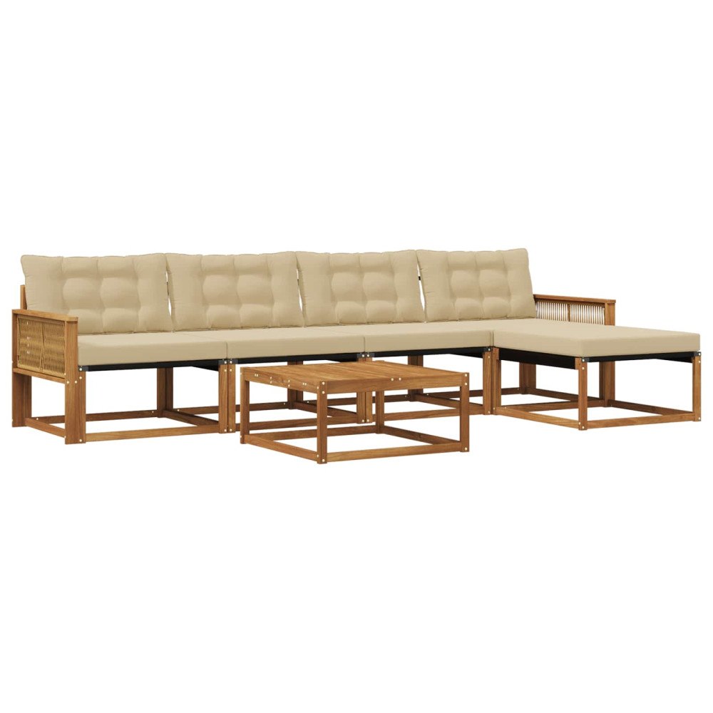 vidaXL Utomhussoffset 6 st Naturlig och Beige