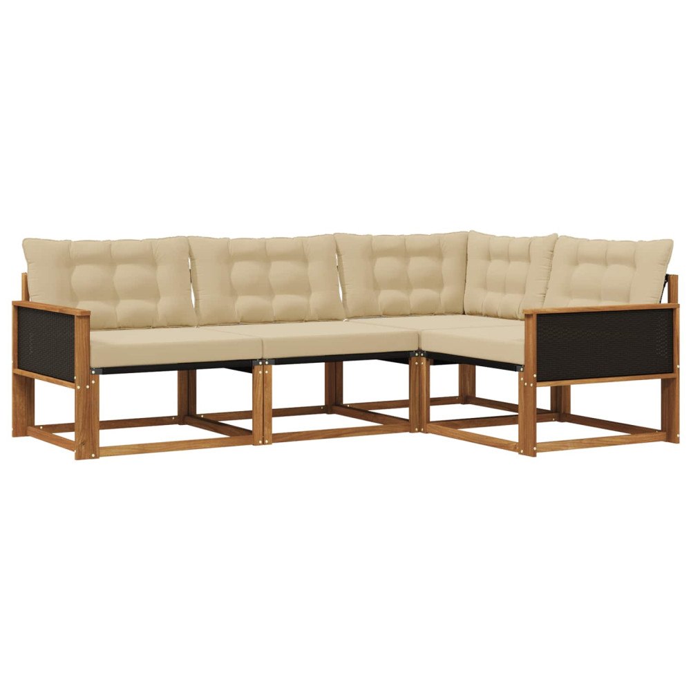 vidaXL Utomhussoffset 4 st Naturlig och Beige