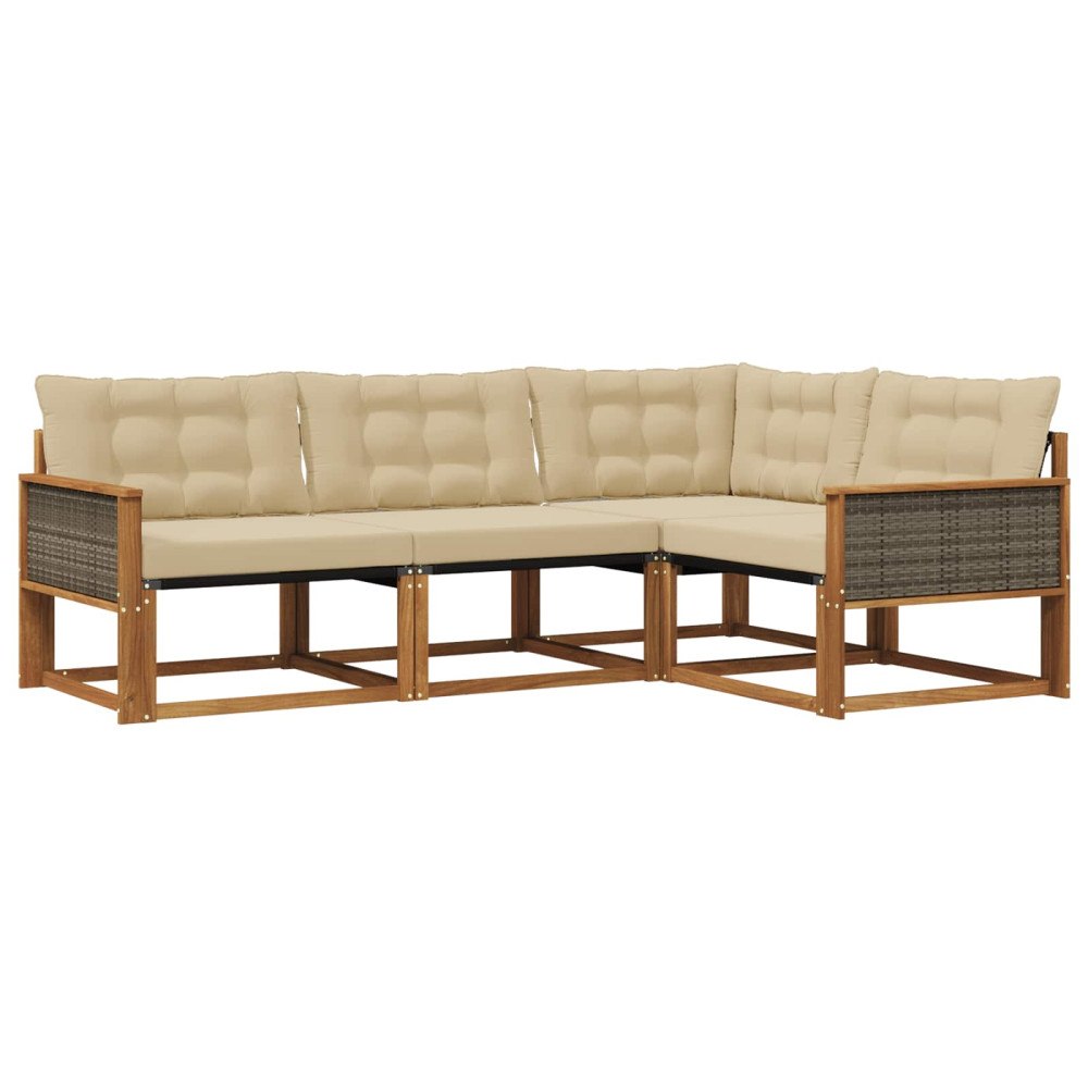 vidaXL Utomhussoffset 4 st Naturlig och Beige