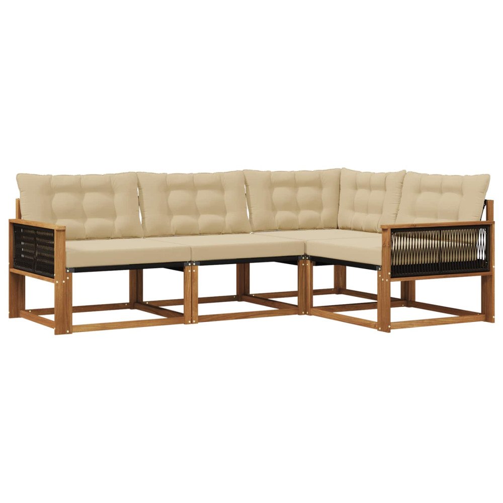 vidaXL Utomhussoffset 4 st Naturlig och Beige
