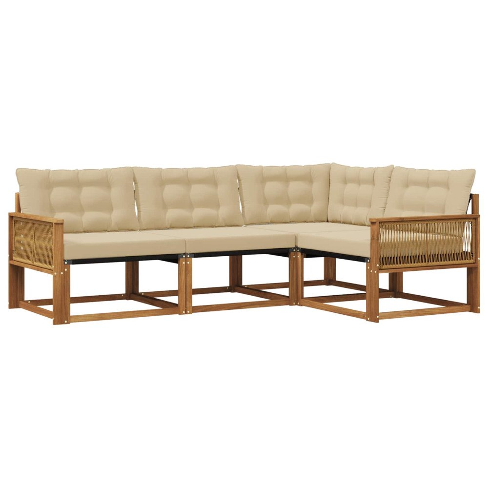 vidaXL Utomhussoffset 4 st Naturlig och Beige