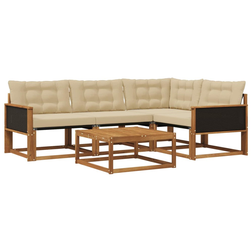 vidaXL Utomhussoffset 5 st Naturlig och Beige