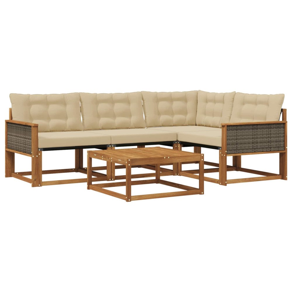 vidaXL Utomhussoffset 5 st Naturlig och Beige