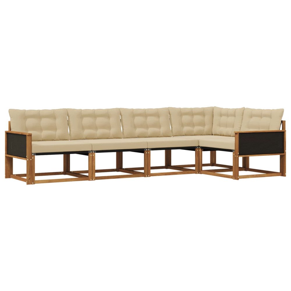 vidaXL Utomhussoffset 5 st Naturlig och Beige