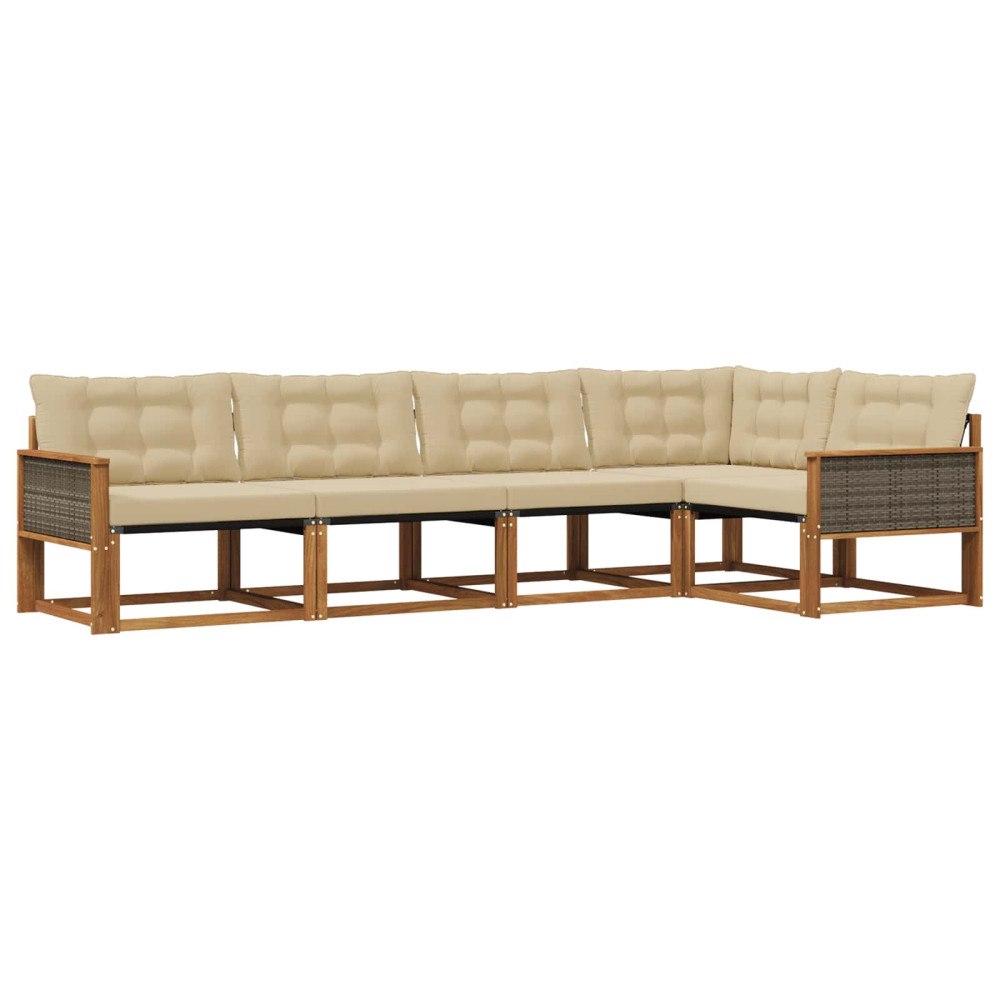 vidaXL Utomhussoffset 5 st Naturlig och Beige