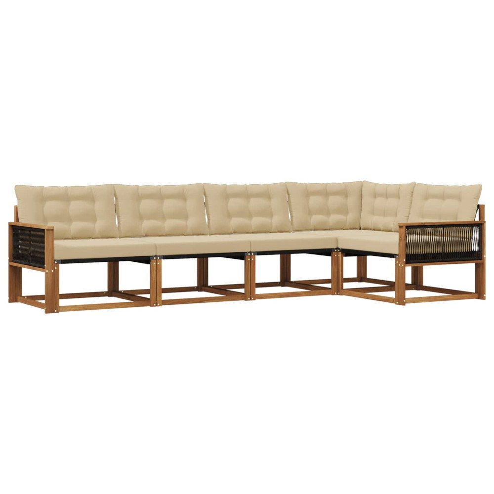 vidaXL Utomhussoffset 5 st Naturlig och Beige
