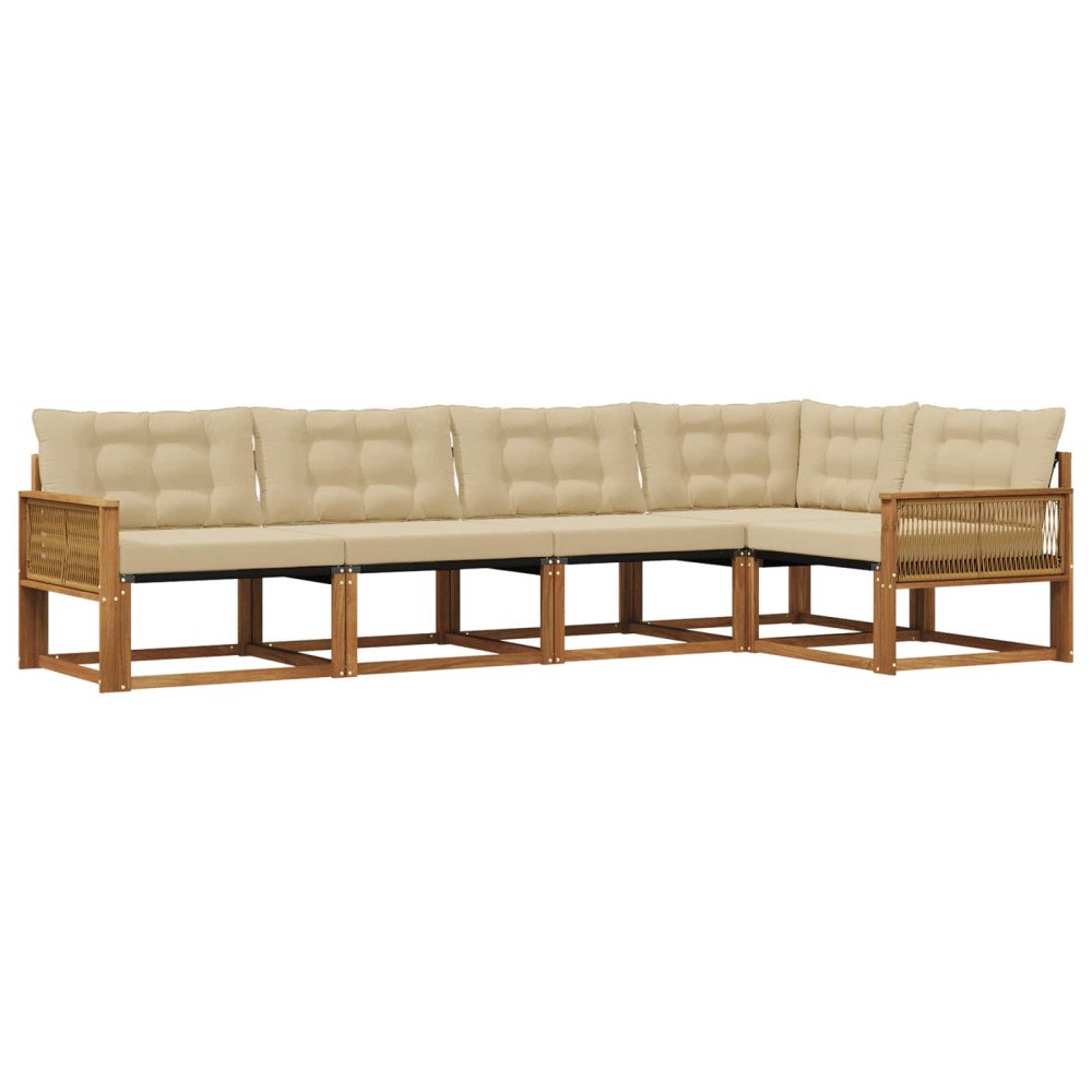 vidaXL Utomhussoffset 5 st Naturlig och Beige