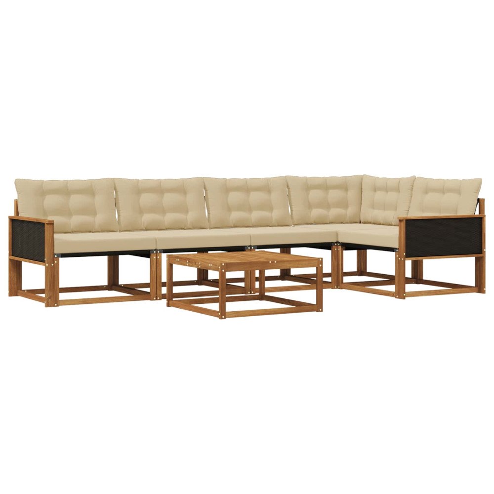 vidaXL Utomhussoffset 6 st Naturlig och Beige