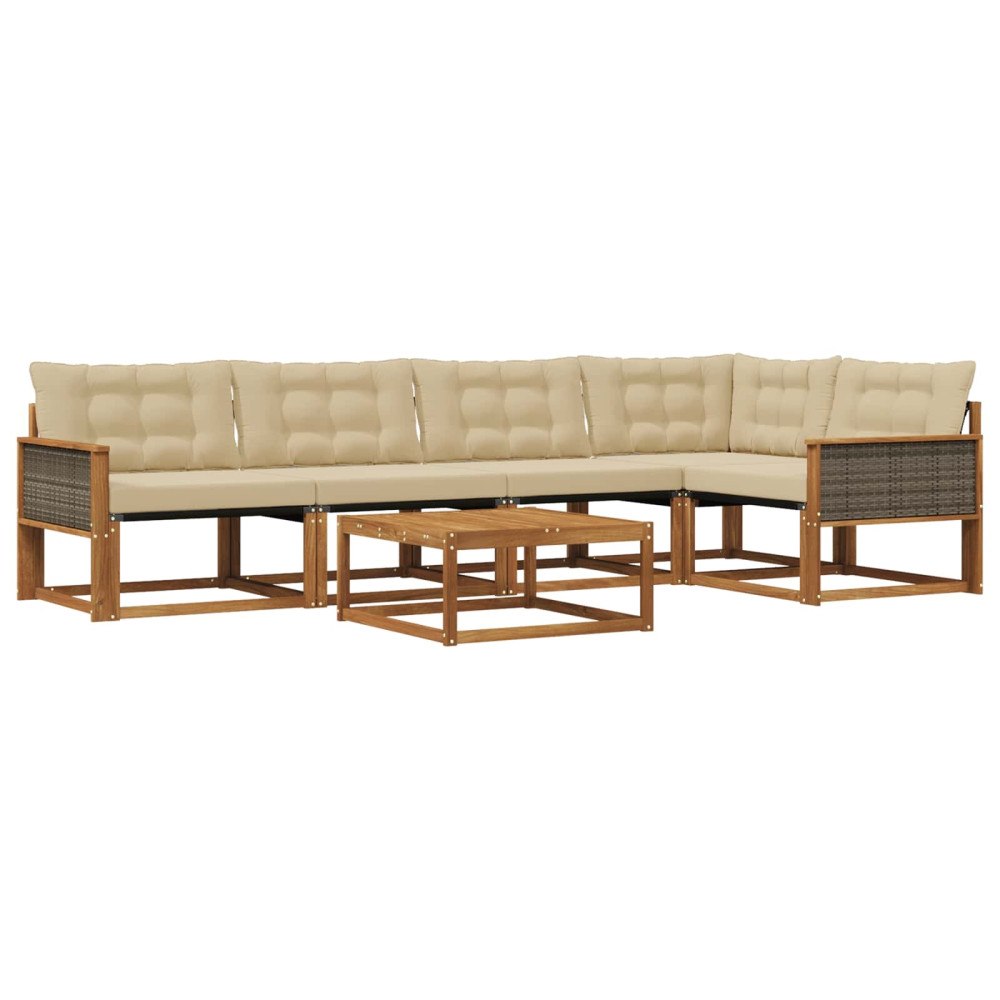 vidaXL Utomhussoffset 6 st Naturlig och Beige