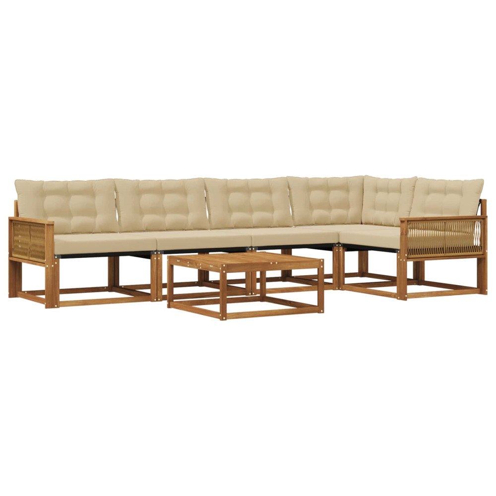 vidaXL Utomhussoffset 6 st Naturlig och Beige