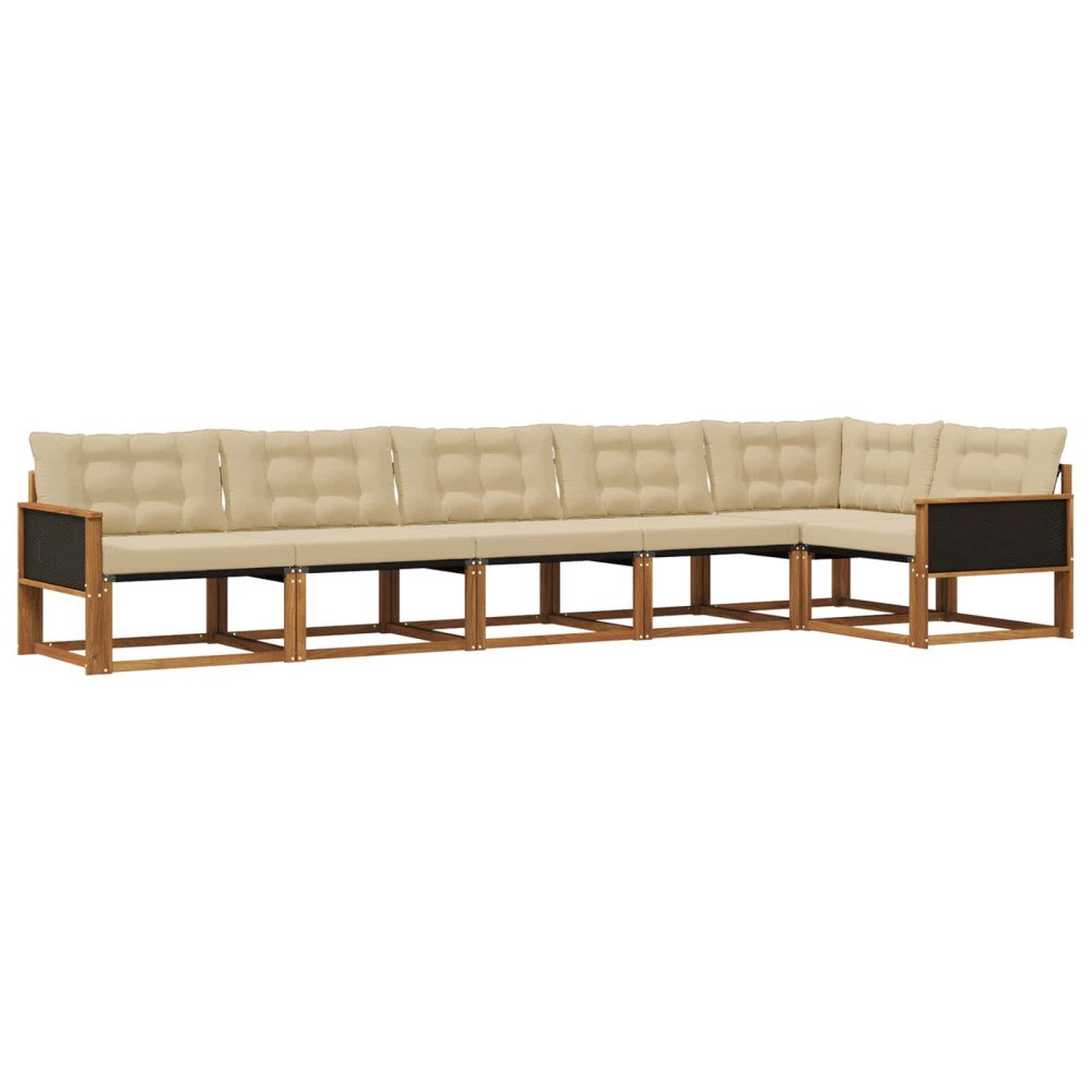 vidaXL Utomhussoffset 6 st Naturlig och Beige