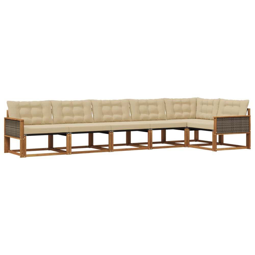 vidaXL Utomhussoffset 6 st Naturlig och Beige