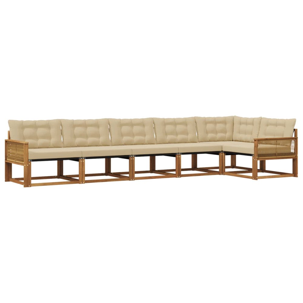 vidaXL Utomhussoffset 6 st Naturlig och Beige