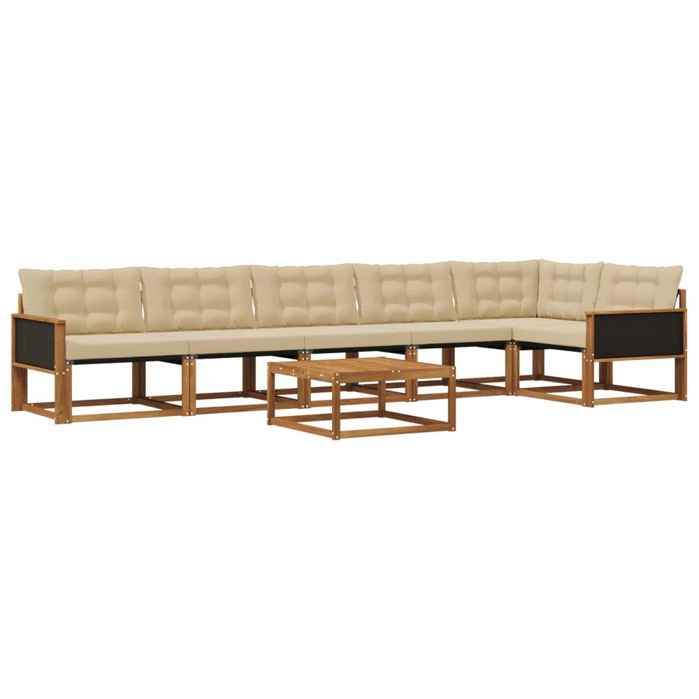 vidaXL Utomhussoffset 7 st Naturlig och Beige