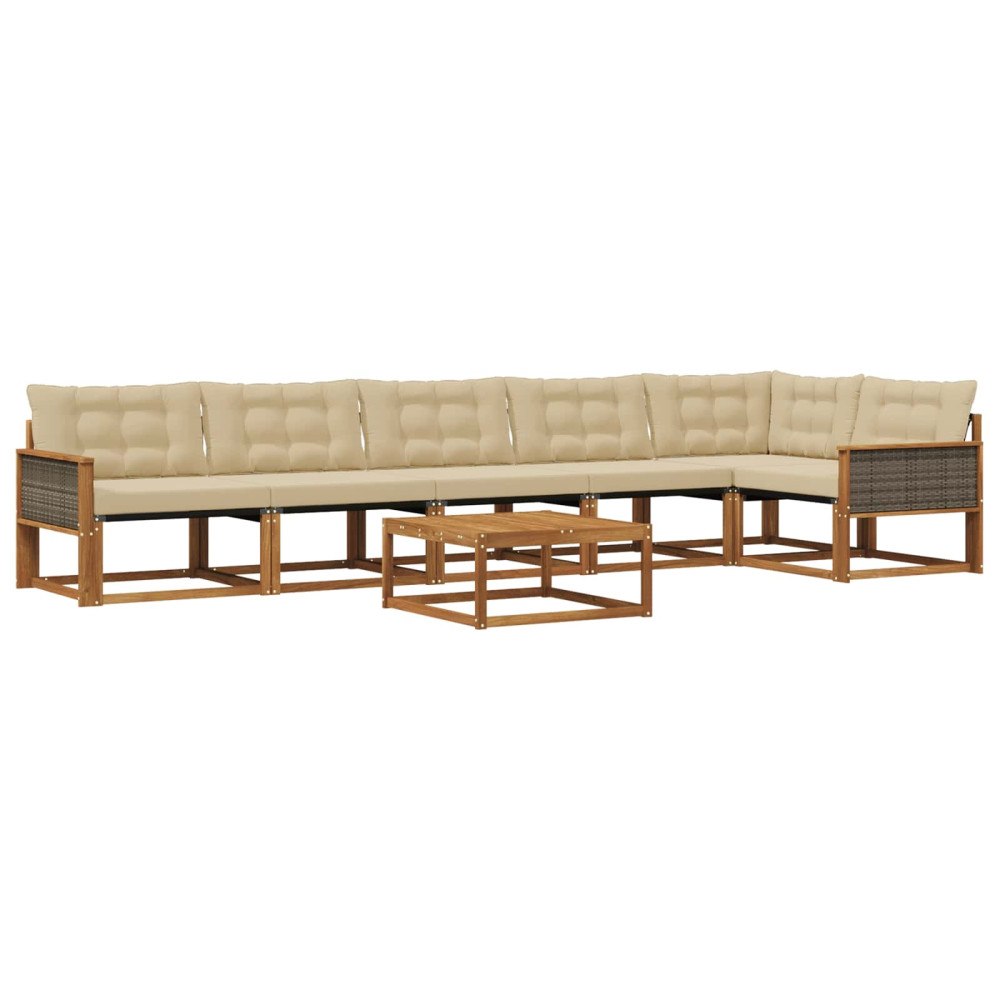 vidaXL Utomhussoffset 7 st Naturlig och Beige