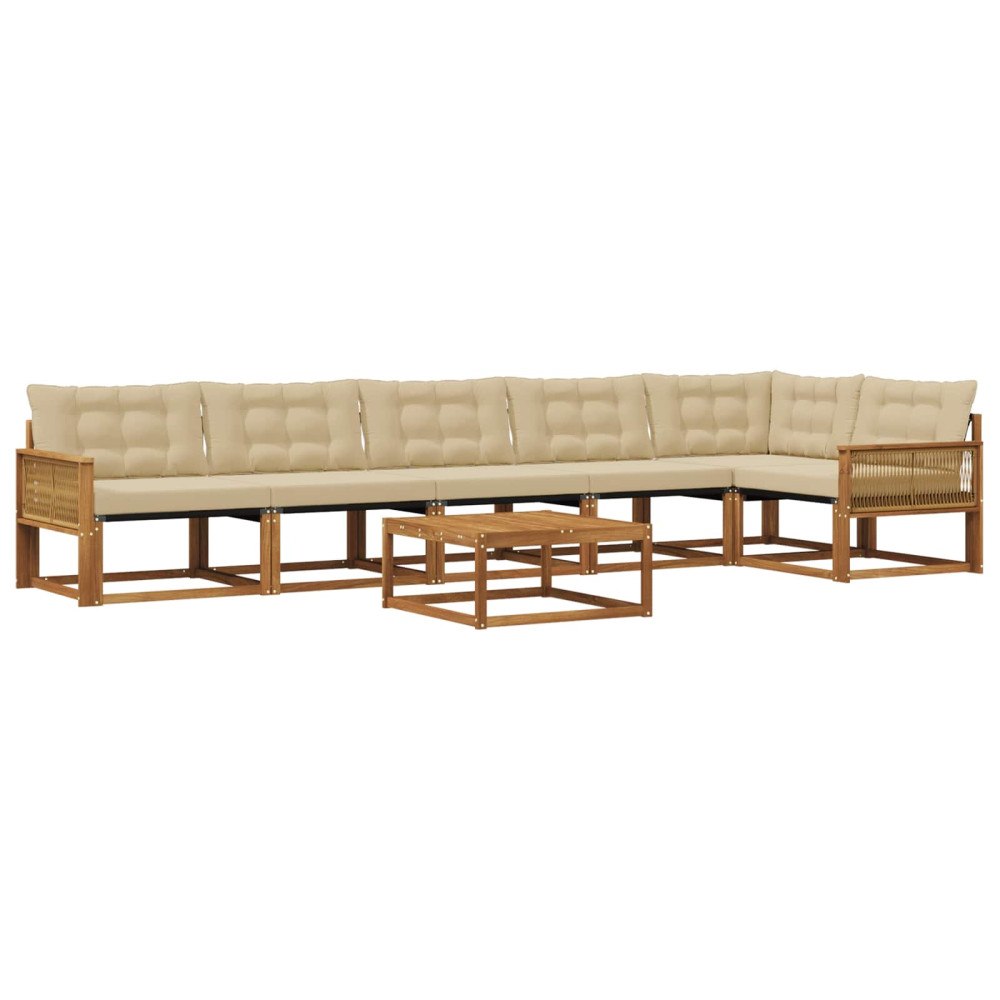 vidaXL Utomhussoffset 7 st Naturlig och Beige