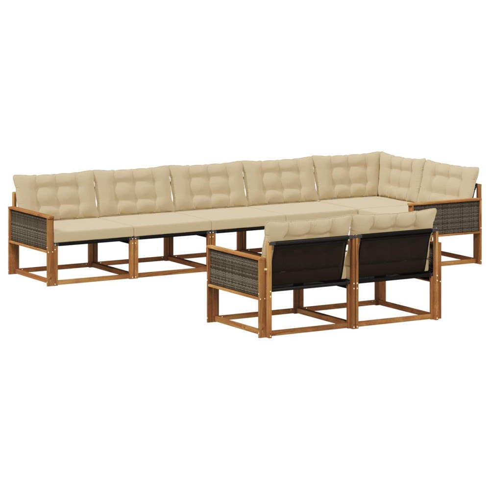vidaXL Utomhussoffset 8 st Naturlig och Beige