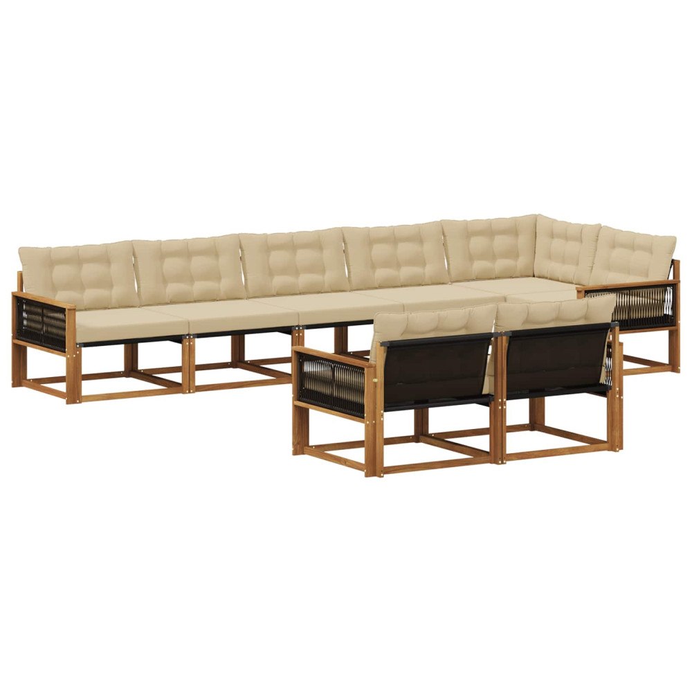vidaXL Utomhussoffset 8 st Naturlig och Beige