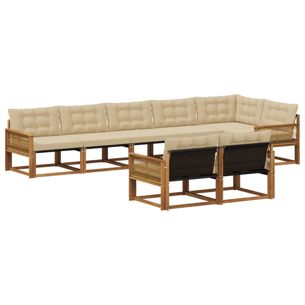 vidaXL Utomhussoffset 8 st Naturlig och Beige