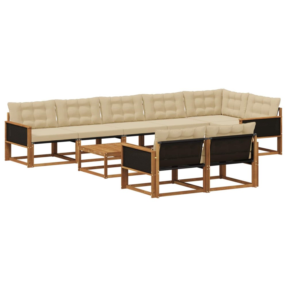 vidaXL Utomhussoffset 9 st Naturlig och Beige