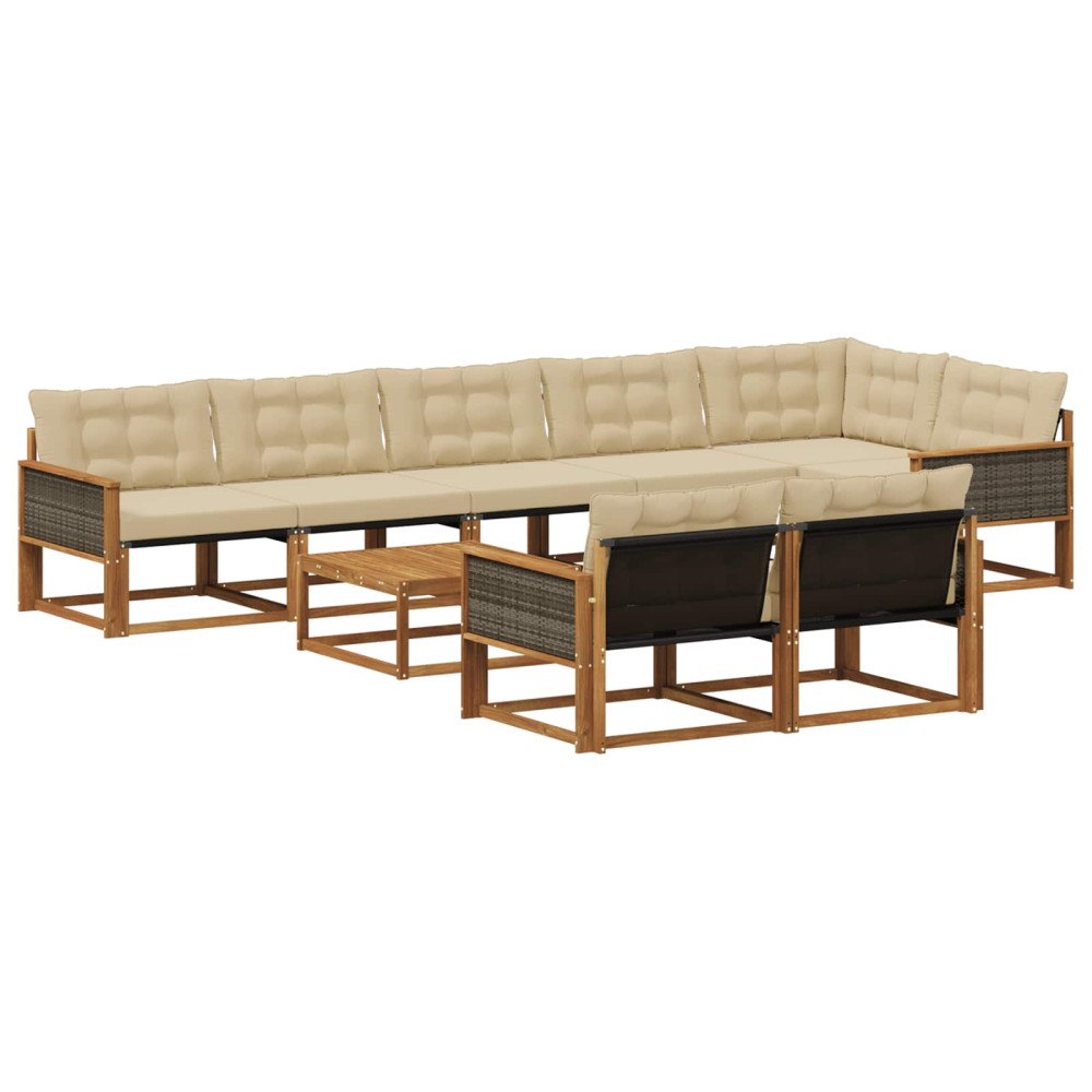 vidaXL Utomhussoffset 9 st Naturlig och Beige