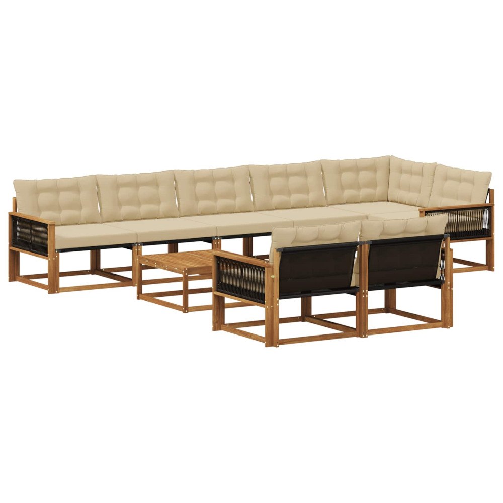 vidaXL Utomhussoffset 9 st Naturlig och Beige