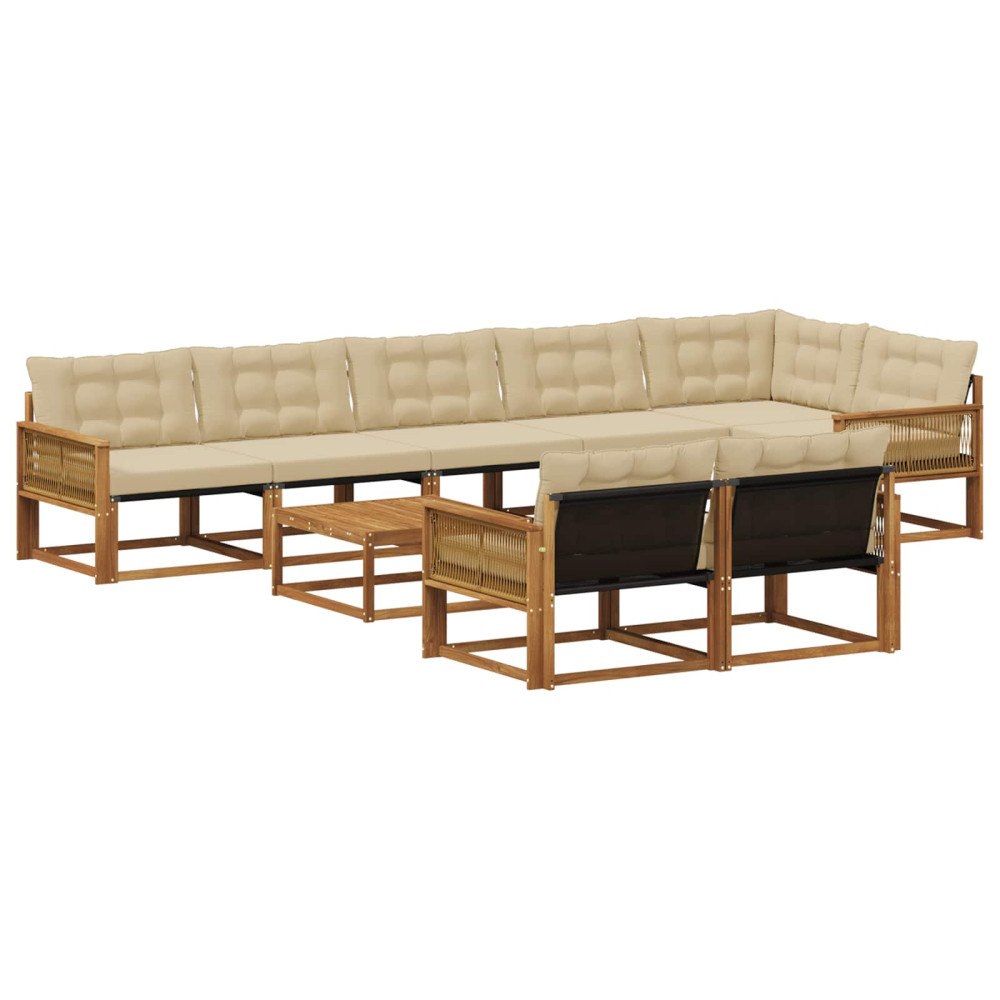 vidaXL Utomhussoffset 9 st Naturlig och Beige
