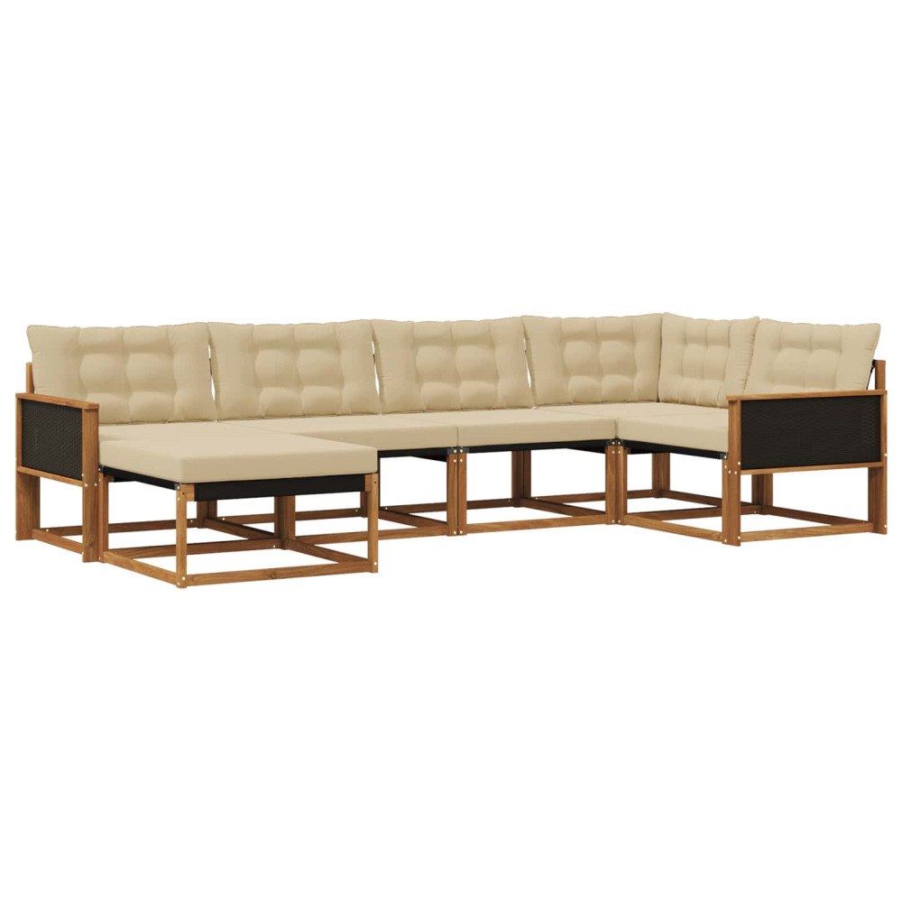 vidaXL Utomhussoffset 6 st Naturlig och Beige Massivt Akaciaträ