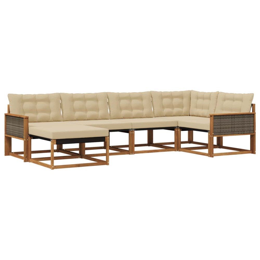vidaXL Utomhussoffset 6 st Naturlig och Beige Massivt Akaciaträ