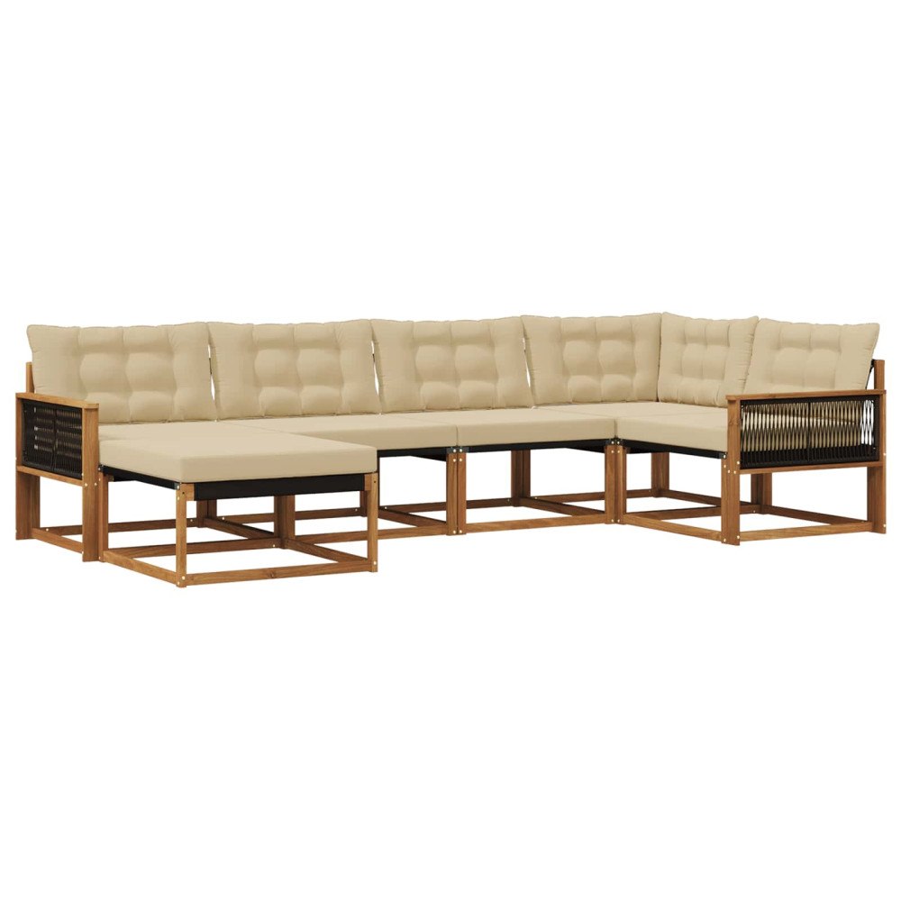 vidaXL Utomhussoffset 6 st Naturlig och Beige Massivt Akaciaträ