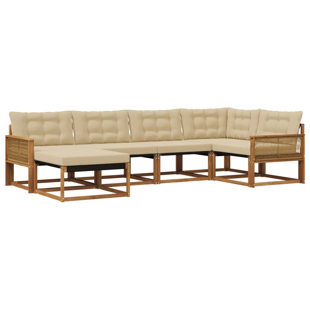 vidaXL Utomhussoffset 6 st Naturlig och Beige Massivt Akaciaträ