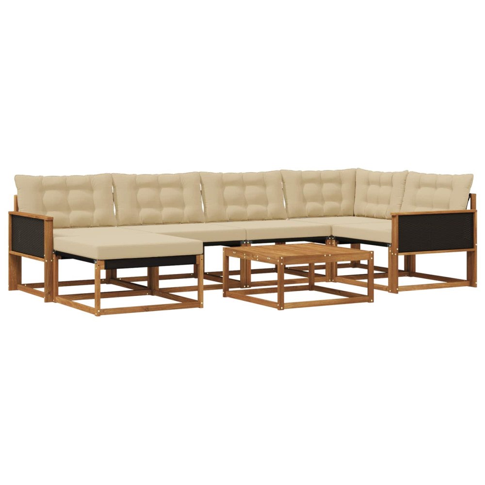 vidaXL Utomhussoffset 7 st Naturlig och Beige Massivt Akaciaträ